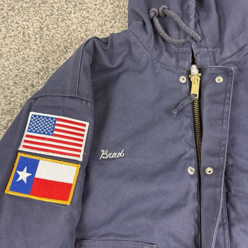 Walls FR Jacket Mens XL Navy HRC 3 Canvas Quilted ITEX Hooded Heavy Workwear - Picture 3 of 12